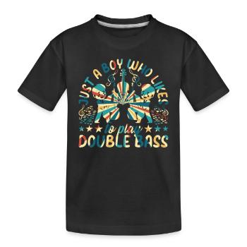 Just A Boy Who Likes To Play Double Bass - Kinder Premium Bio T-Shirt - Schwarz - Vorne