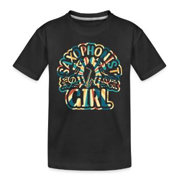 Saxophonist Girl Saxophone Music Lover Saxophonist - Kids' Premium Organic T-Shirt - black - Front