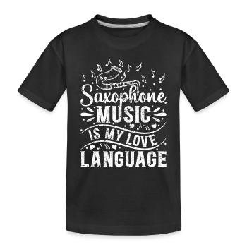 La musique de saxophone est mon amour Langage Instrument de saxophone - T-shirt bio Premium Enfant - noir - Devant