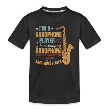 Je suis un joueur de saxophone J’adore jouer du saxophone mu - T-shirt bio Premium Enfant - noir - Devant