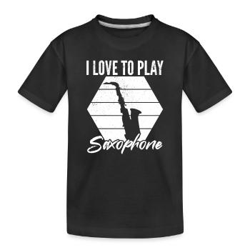 J'aime jouer du saxophone - Saxophoniste Saxophone P - T-shirt bio Premium Enfant - noir - Devant