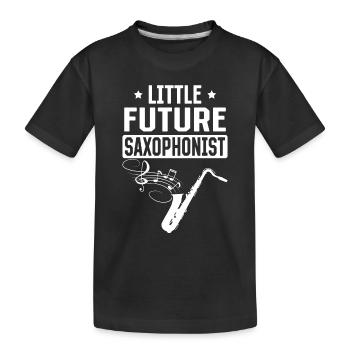 Newborn Saxophonist - Little Future Saxophonist - Kinder Premium Bio T-Shirt - Schwarz - Vorne