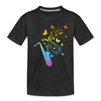 Saxophonist Saxophone Player Saxophone Butterflies - Kids' Premium Organic T-Shirt - black - Front