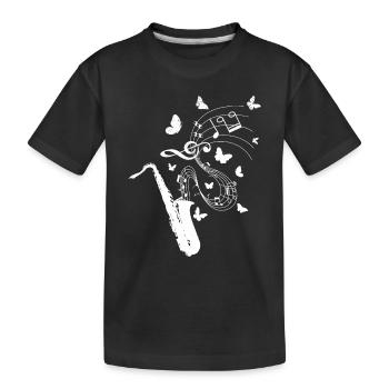 Saxophone Butterflies Saxophone Sax Player Saxopho - Kinder Premium Bio T-Shirt - Schwarz - Vorne