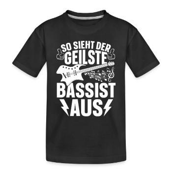 Bass Gitarre Spieler - So Sieht Der Geilste Bassis - Kinder Premium Bio T-Shirt - Schwarz - Vorne