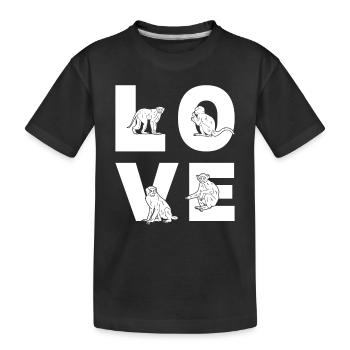 Cute Monkey Lover Orangutan Monkeys - Monkey LOVE - Kids' Premium Organic T-Shirt - black - Front