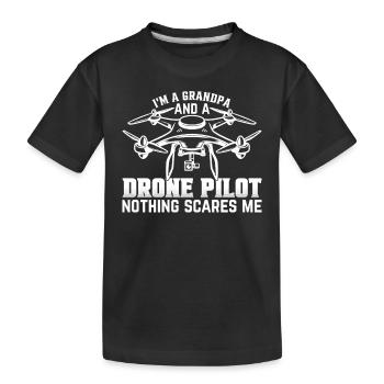 Pilote de drone quadcopter - Je suis un grand-père et un drone - T-shirt bio Premium Enfant - noir - Devant