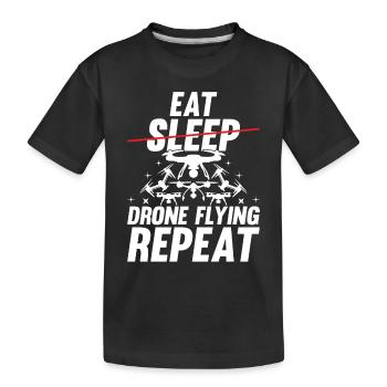 Funny Drone - Eat Sleep Drone Flying Repeat - Dron - Kinder Premium Bio T-Shirt - Schwarz - Vorne