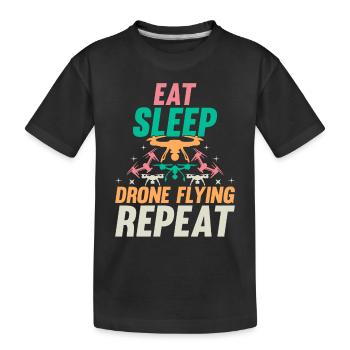 Pilote de drone quadricoptère - Eat Sleep Drone Flying Re - T-shirt bio Premium Enfant - noir - Devant