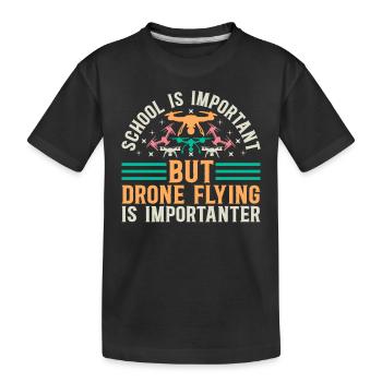 L’école est importante, mais le vol de drone est important - T-shirt bio Premium Enfant - noir - Devant