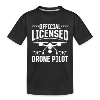 Pilote de drone agréé officiel - Pilote de drone - T-shirt bio Premium Enfant - noir - Devant