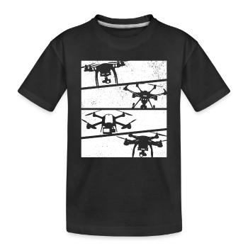 Retro Drone Quadcopter Drone - Retro Drone - Kinder Premium Bio T-Shirt - Schwarz - Vorne