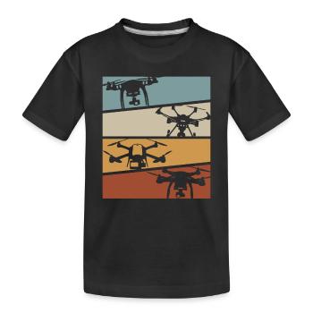 Retro Drone Mulicopter Drone Racing Quadcopter Dro - Kinder Premium Bio T-Shirt - Schwarz - Vorne