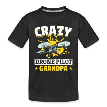 Funny Drone Pilot Grandpa - Crazy Drone Pilot Gran - Kinder Premium Bio T-Shirt - Schwarz - Vorne