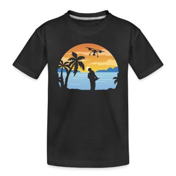Quadcopter Drone Pilot - Drone Flying Retro Drone - Kids' Premium Organic T-Shirt - black - Front