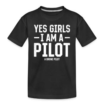 Oui les filles Je suis un pilote Un pilote de drone - Quadcopter - T-shirt bio Premium Enfant - noir - Devant