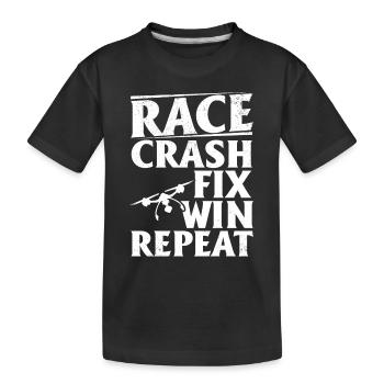 Pilote de drone quadcopter - Race Crash Fix Win Repeat - T-shirt bio Premium Enfant - noir - Devant