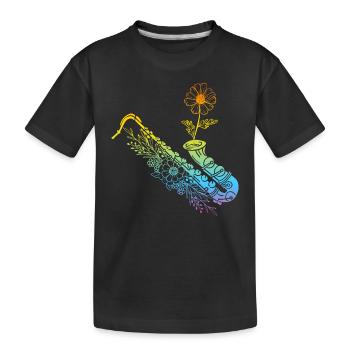 Saxophone With Flower Saxophonist Sax Player Saxop - Kinder Premium Bio T-Shirt - Schwarz - Vorne