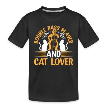 Double Bassist - Double Bass Player And Cat Lover - Kids' Premium Organic T-Shirt - black - Front