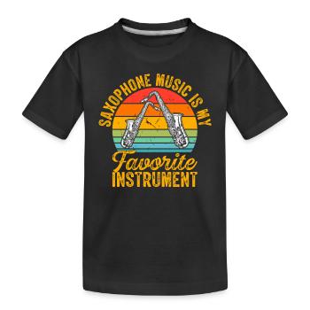 Saxophone Music Is My Favorite Instrument - Sax Pl - Kinder Premium Bio T-Shirt - Schwarz - Vorne