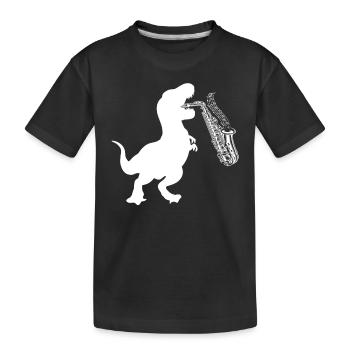 Dino Saxophone Saxophonist Dinosaur Sax Player - Kinder Premium Bio T-Shirt - Schwarz - Vorne