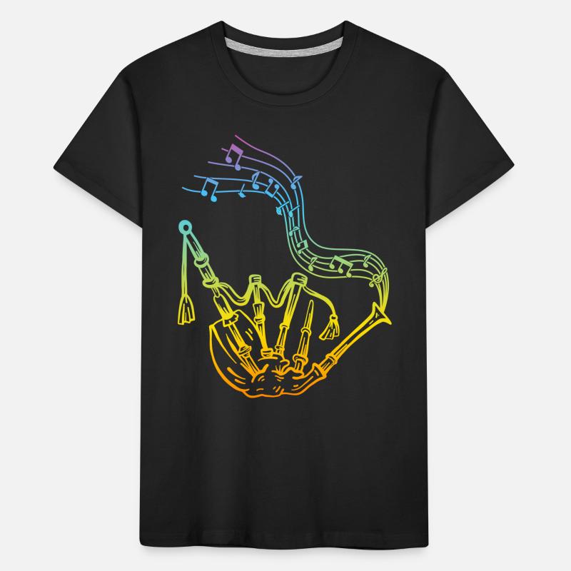 Cornemuse avec notes de musique Joueur de cornemuse Cornemuse T-shirt bio Premium Enfant