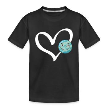 Funny Planet Heart Space Exploration Space Travel - Kids' Premium Organic T-Shirt - black - Front
