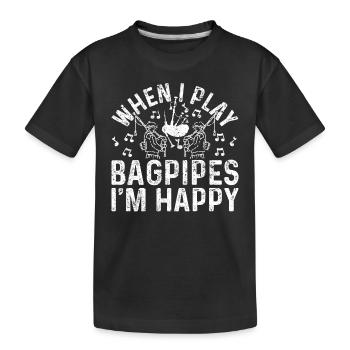 Quand je joue de la cornemuse, je suis heureux - Bagpipe Instrumen - T-shirt bio Premium Enfant - noir - Devant