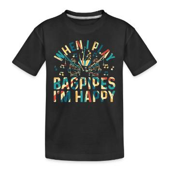 Quand je joue de la cornemuse, je suis heureux - Musicien de cornemuse - T-shirt bio Premium Enfant - noir - Devant
