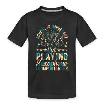 Sax Player Saxophone Player School Boy Saxophonist - Kids' Premium Organic T-Shirt - black - Front