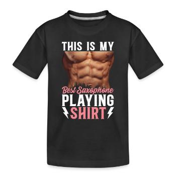 C’est mon meilleur saxophone jouant du saxophone chemise - T-shirt bio Premium Enfant - noir - Devant