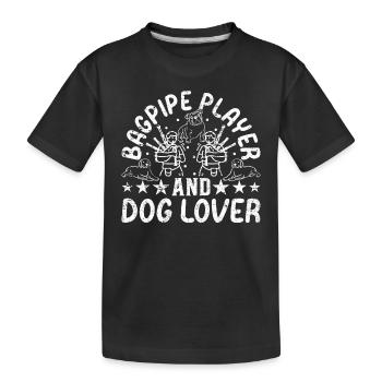Bagpipe Player And Dog Lover - Bagpiping Dog Owner - Kids' Premium Organic T-Shirt - black - Front