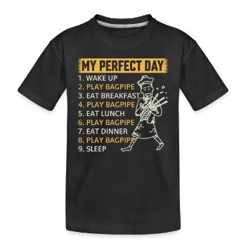 Bagpipe Player Day Plan Bagpipe Musician Bagpiper - Kinder Premium Bio T-Shirt - Schwarz - Vorne