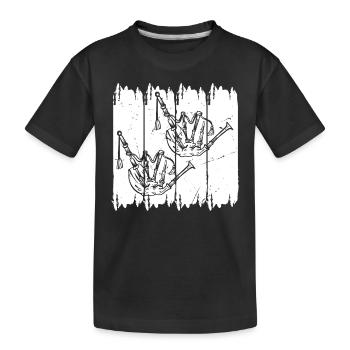 Bagpipe Player Bagpipe Instrument - Kinder Premium Bio T-Shirt - Schwarz - Vorne