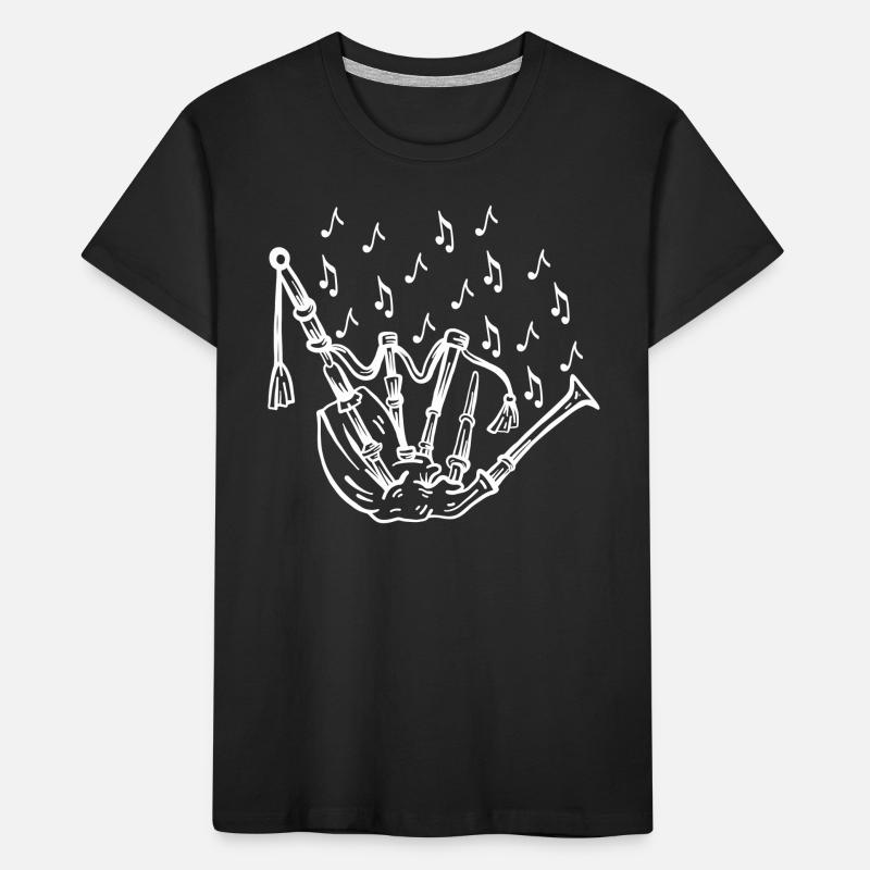 Cornemuse avec notes de musique Lecteur de cornemuse Joueur de cornemuse T-shirt bio Premium Enfant