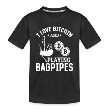 Bagpiper - I Love Bitcoin And Playing Bagpipes - Kinder Premium Bio T-Shirt - Schwarz - Vorne