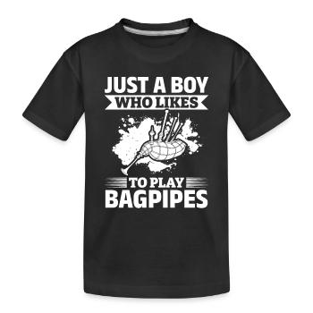 Joueur de cornemuse - Juste un garçon qui aime jouer au bagp - T-shirt bio Premium Enfant - noir - Devant