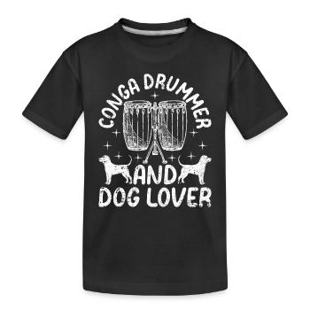 Conga Drummer and Dog Lover - Conga Player Dog Own - Kinder Premium Bio T-Shirt - Schwarz - Vorne