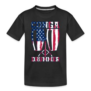 Conga US Flag Conga Player Conga Musician Conga Dr - Kids' Premium Organic T-Shirt - black - Front