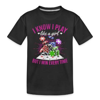 Joueur de poker Je sais que je joue comme une fille mais je gagne E - T-shirt bio Premium Enfant - noir - Devant