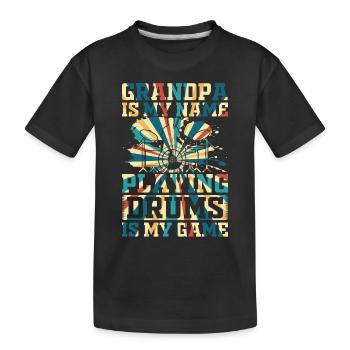 Joueur de batterie - Grand-père est mon nom Jouer de la batterie est - T-shirt bio Premium Enfant - noir - Devant