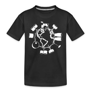 Drum Player Drum Instruments Drummer Earth Day - Kids' Premium Organic T-Shirt - black - Front