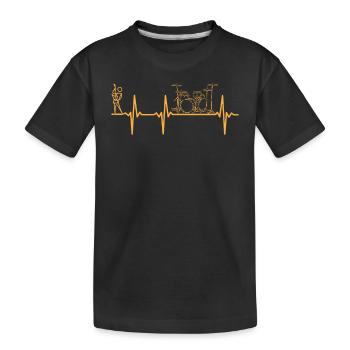 Drum Set Heartbeat Guitar Stick Figure Player Drum - Kinder Premium Bio T-Shirt - Schwarz - Vorne