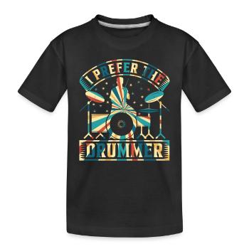 Batteur Drum Player - Je préfère le batteur - T-shirt bio Premium Enfant - noir - Devant