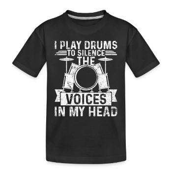 Je joue de la batterie pour faire taire les voix dans ma tête - Dr - T-shirt bio Premium Enfant - noir - Devant