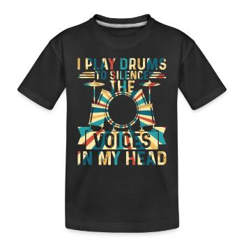 Je joue de la batterie pour faire taire les voix dans ma tête Tambour - T-shirt bio Premium Enfant - noir - Devant