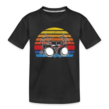 Batteur Batteur Musicien Batteur Joueur de tambour Retro Dru - T-shirt bio Premium Enfant - noir - Devant