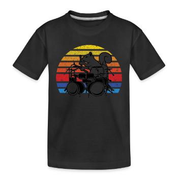 Squirrel Drum Player Funny Drummer Squirrel - Kinder Premium Bio T-Shirt - Schwarz - Vorne