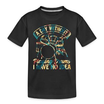 Une journée sans jouer de la batterie dont je n’ai aucune idée - Drumm - T-shirt bio Premium Enfant - noir - Devant