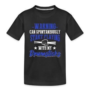 Warning Can Spontaneously Start Playing With My Dr - Kids' Premium Organic T-Shirt - black - Front